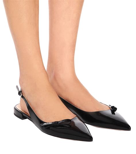 Leather Slingback Ballet Flats By Prada .